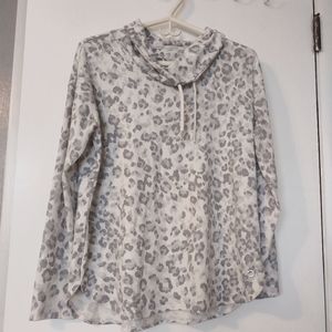 Calvin Klein Women's cheetah print funnel neck shirt